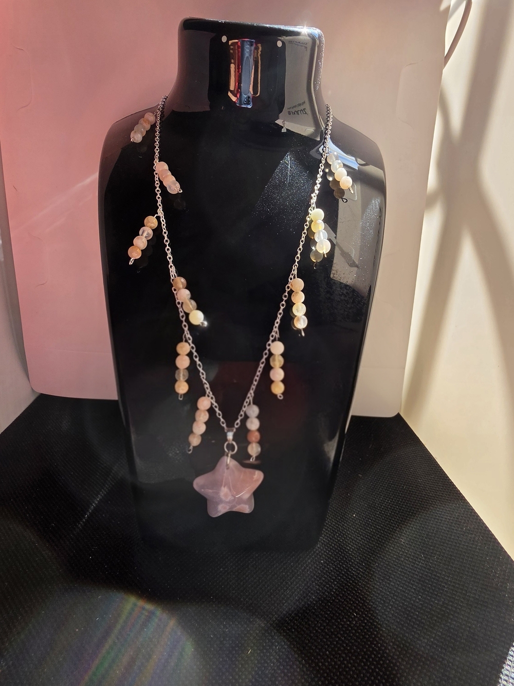Handcrafted Flower Agate Star Pendant Beaded Necklace - Women Jewelry